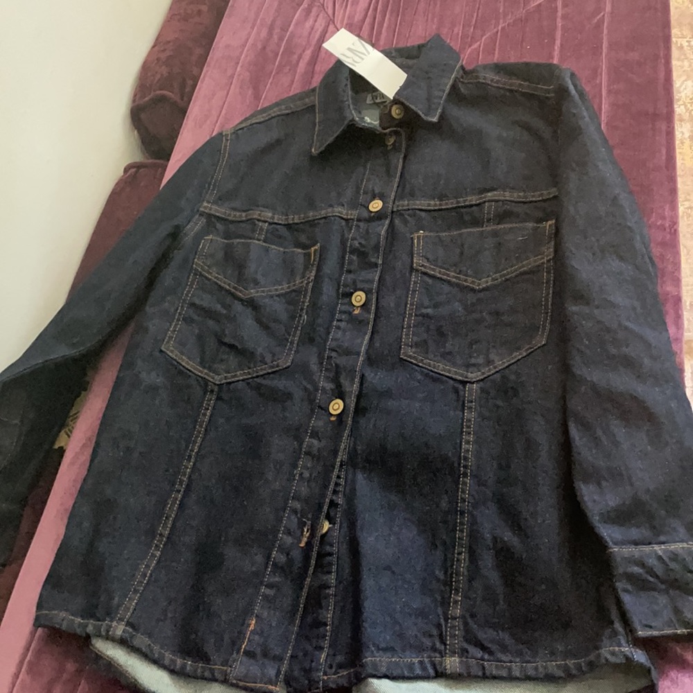 New Zara‎ blue denim overshirt - Picture 9 of 10